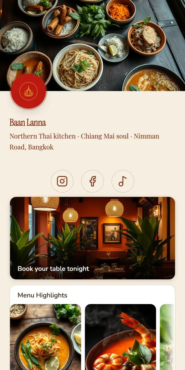 Baan Lanna — live Hublink page