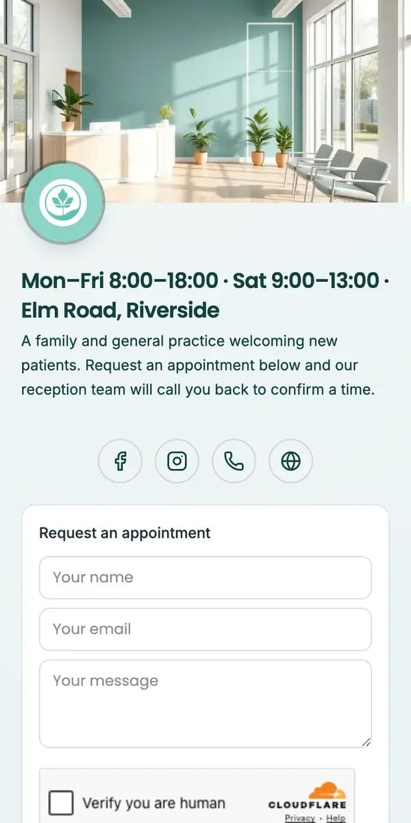 Elmwood Family Practice — live Hublink page