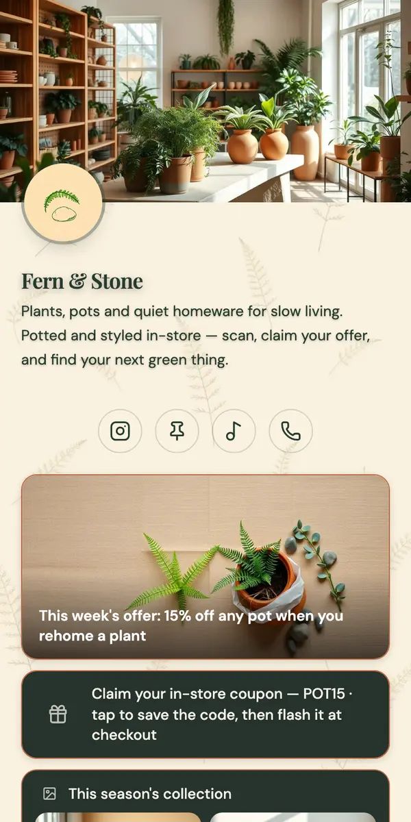 Fern & Stone — live Hublink page