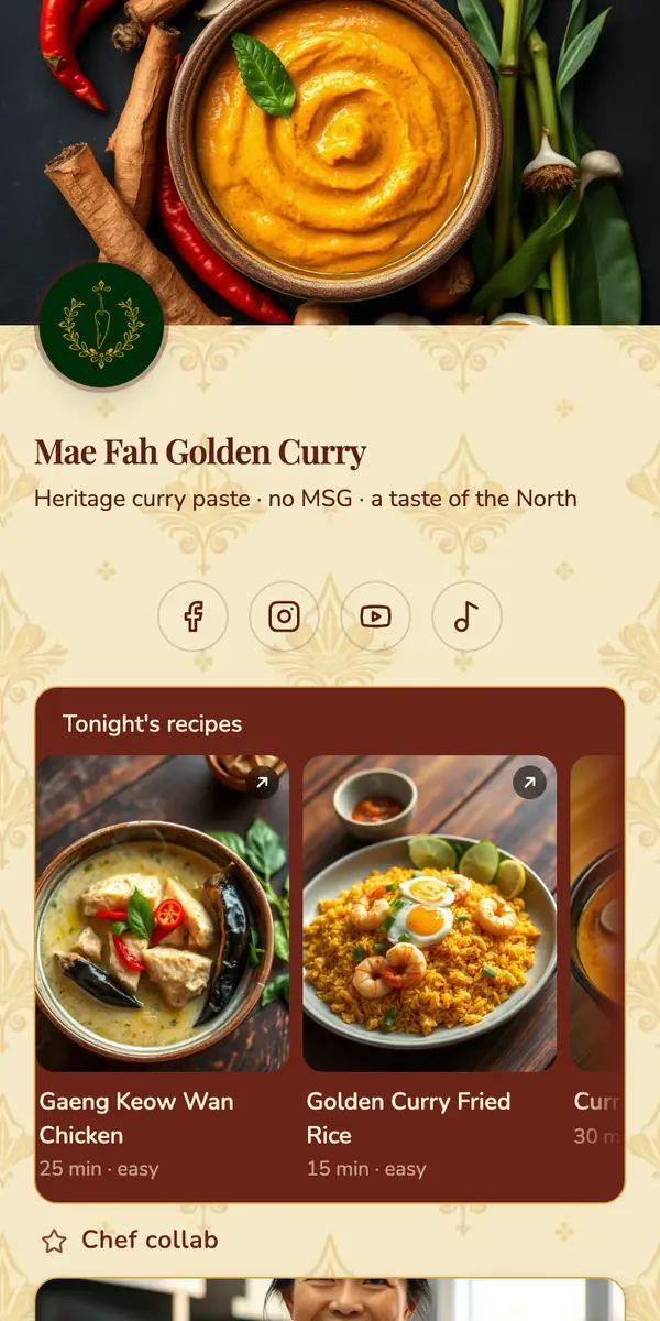 Mae Fah Golden Curry — live Hublink page